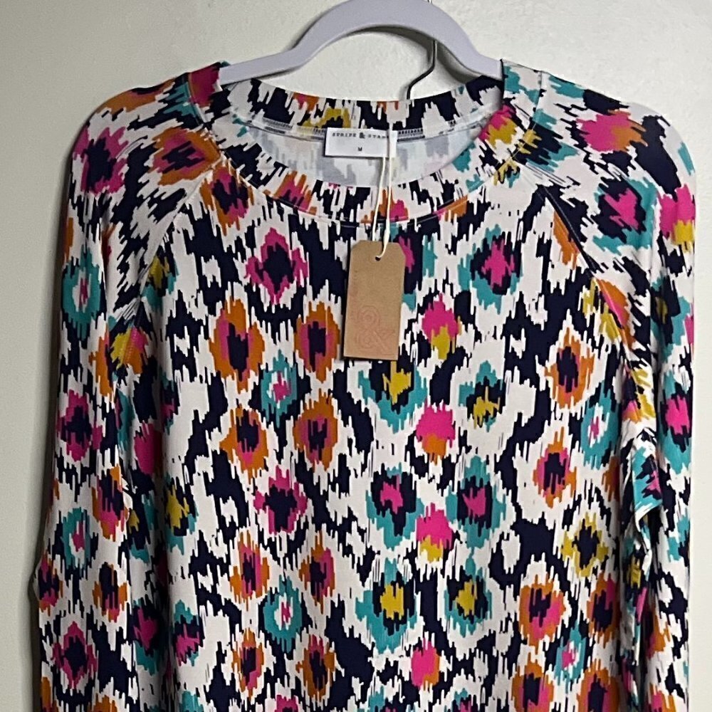 Stripe and Stare Sweatshirt & Lightweight Jogger in Leopard Ikat size M